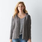 Women's Sonoma Goods For Life&trade; Marled Hooded Cardigan, Size: Large, Black