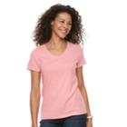 Women's Croft & Barrow&reg; Essential Classic V-neck Tee, Size: Xs, Light Pink