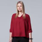 Plus Size Simply Vera Vera Wang Solid Crepe Top, Women's, Size: 1xl, Dark Red