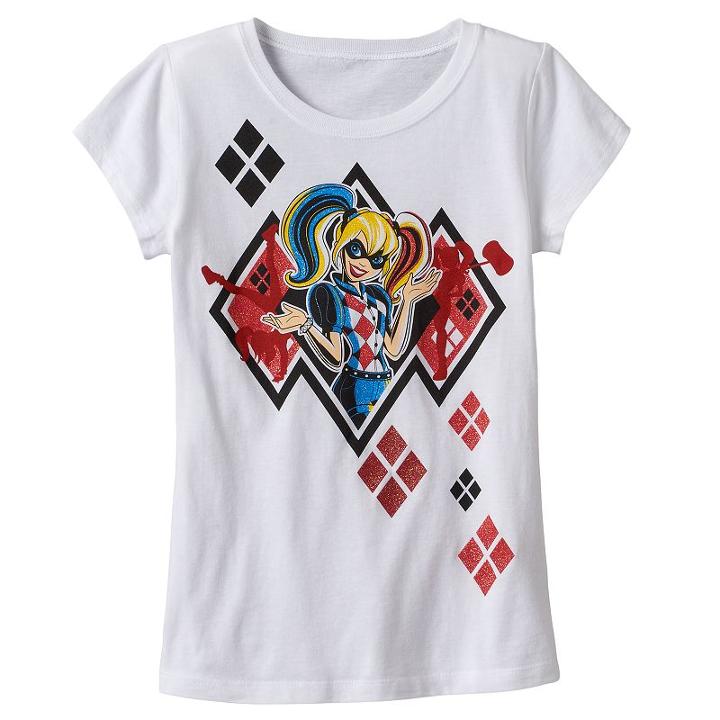 Girls 7-16 Dc Comics Super Hero Girls Harley Quinn Graphic Tee, Girl's, Size: Small, White
