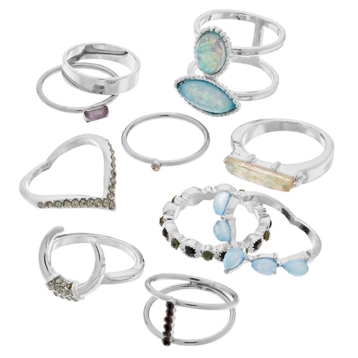 Mudd&reg; Simulated Opal Ring Set, Women's, Turq/aqua