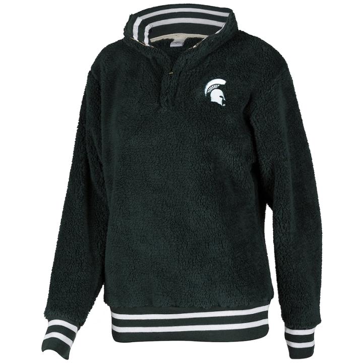Women's Michigan State Spartans Sherpa Pullover, Size: Large, Green