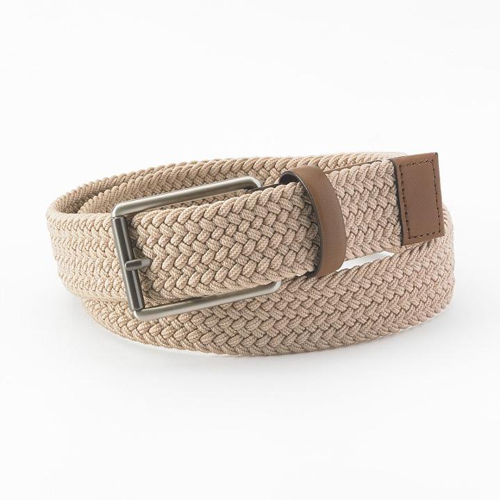 Big & Tall Grand Slam Elastic Braided Golf Belt, Men's, Size: 50, Beig/green (beig/khaki)