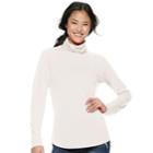 Juniors' So&reg; Long Sleeve Turtleneck Top, Teens, Size: Large, White