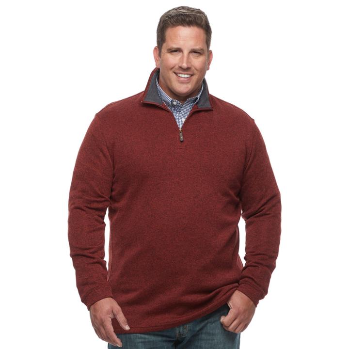 Big & Tall Haggar Regular-fit Marled Stretch Fleece Quarter-zip Pullover, Men's, Size: L Tall, Brt Orange