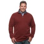 Big & Tall Haggar Regular-fit Marled Stretch Fleece Quarter-zip Pullover, Men's, Size: L Tall, Brt Orange