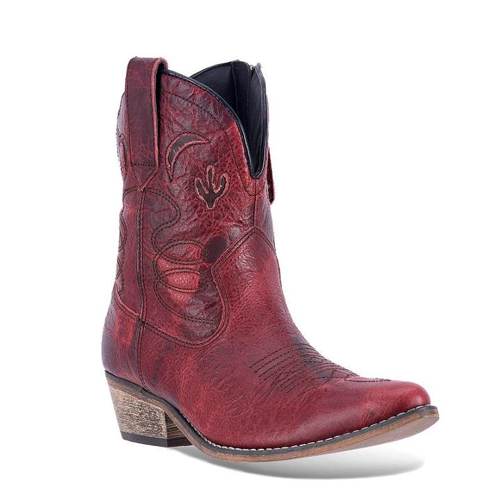 Dingo Adobe Rose Women's Distressed Western Ankle Boots, Size: Medium (7.5), Dark Red