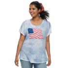 Juniors' Plus Size Wavy Flag Tie-dye Tee, Size: 1xl, Blue
