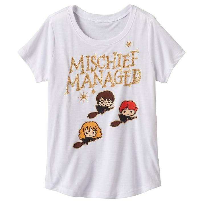 Girls 7-16 Harry Potter Hermione Granger & Ron Weasley Mischief Managed Tee, Girl's, Size: Medium, White