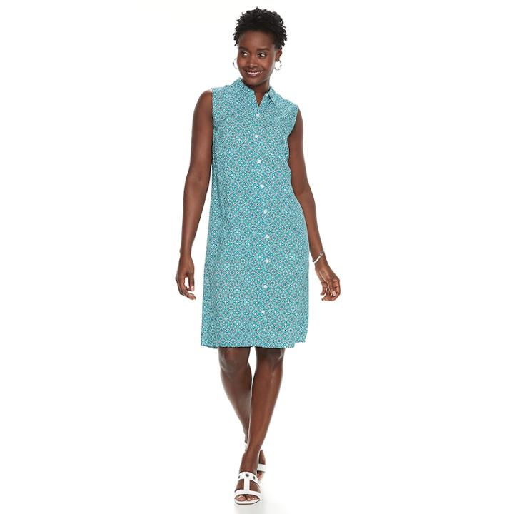 Women's Croft & Barrow® Print Shirt Dress, Size: Large, Med Blue