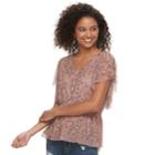 Juniors' American Rag Floral Mesh Top, Size: Large, Pink