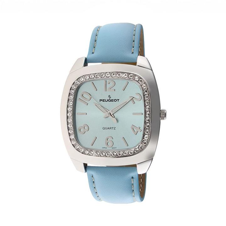 Peugeot Women's Crystal Leather Watch - 310bl, Blue