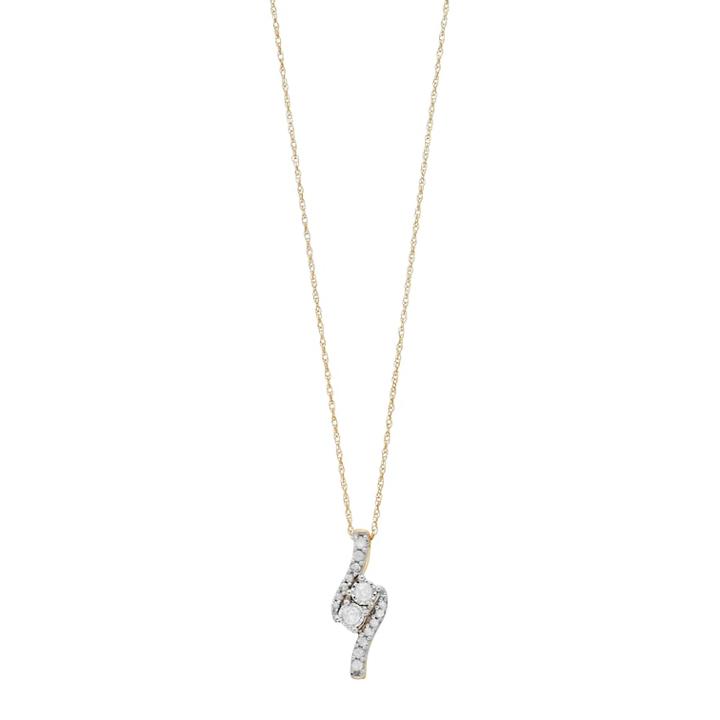 Gold Tone Sterling Silver 1/4 Carat T.w. Diamond 2-stone Pendant, Women's, White