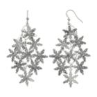 Christmas Glitter Snowflake Drop Earrings, Women's, White
