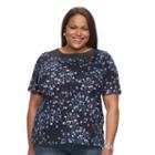 Plus Size Croft & Barrow&reg; Crochet Boatneck Tee, Women's, Size: 3xl, Blue