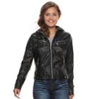 Juniors' J-2 Faux-leather Jacket, Teens, Size: Medium, Black
