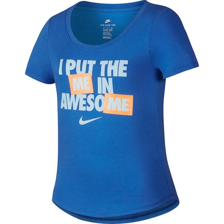 Girls 7-16 Nike I Put The Me In Awesome Tee, Size: Medium, Dark Blue