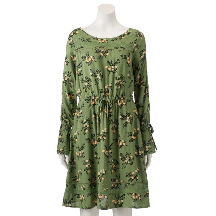 Women's Lc Lauren Conrad Inset Lace Shift Dress, Size: Medium, Green