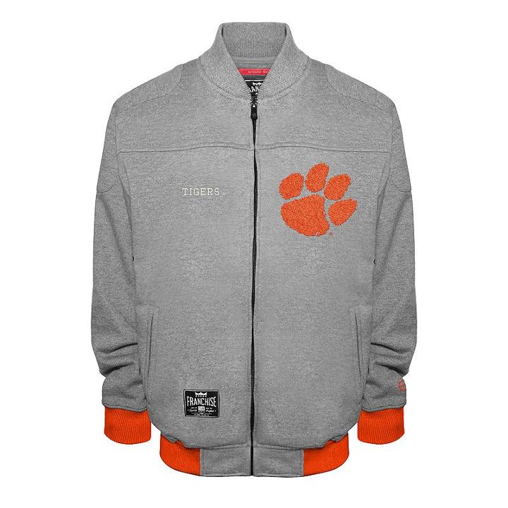 Men's Franchise Club Clemson Tigers Edge Fleece Jacket, Size: Xl, Grey
