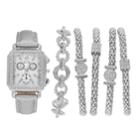 Women's Crystal Watch & Popcorn Bracelet Set, Size: Small, Grey