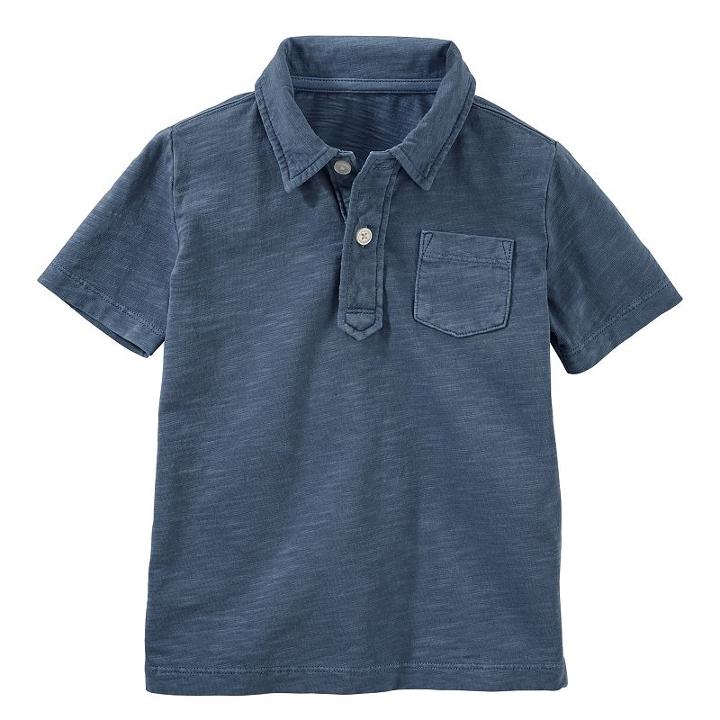 Boys 4-12 Oshkosh B'gosh&reg; Solid Slubbed Polo, Size: 7, Med Blue