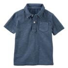 Boys 4-12 Oshkosh B'gosh&reg; Solid Slubbed Polo, Size: 7, Med Blue