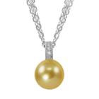 Sterling Silver Golden South Sea Cultured Pearl And Diamond Accent Multistrand Pendant, Women's, Size: 18, Yellow