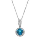Sterling Silver Blue Quartz & Lab-created White Sapphire Halo Pendant, Women's, Size: 16
