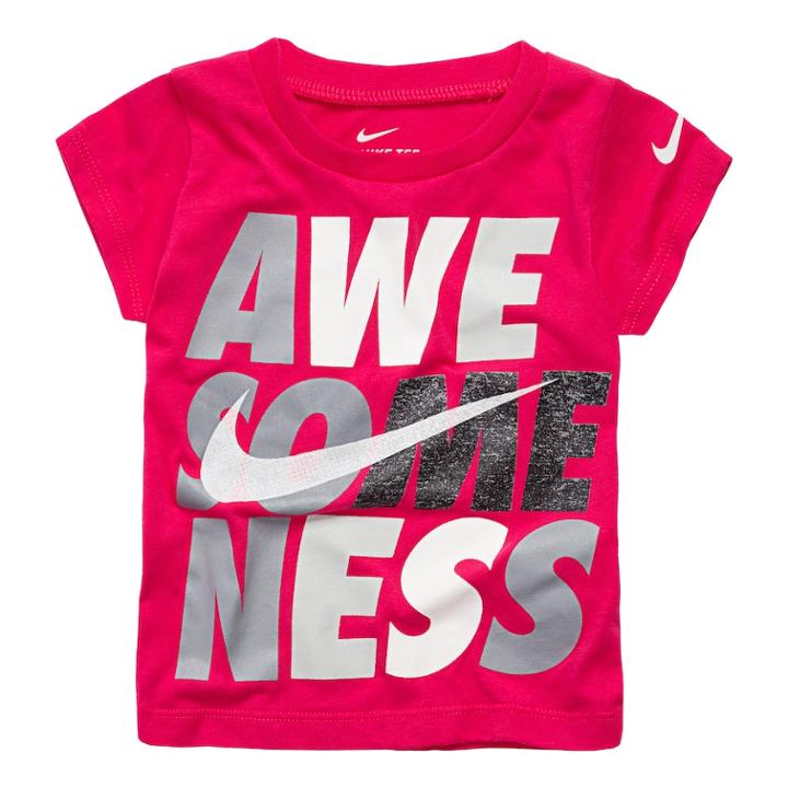 Baby Girl Nike Awesomeness Graphic Tee, Size: 12 Months, Brt Pink