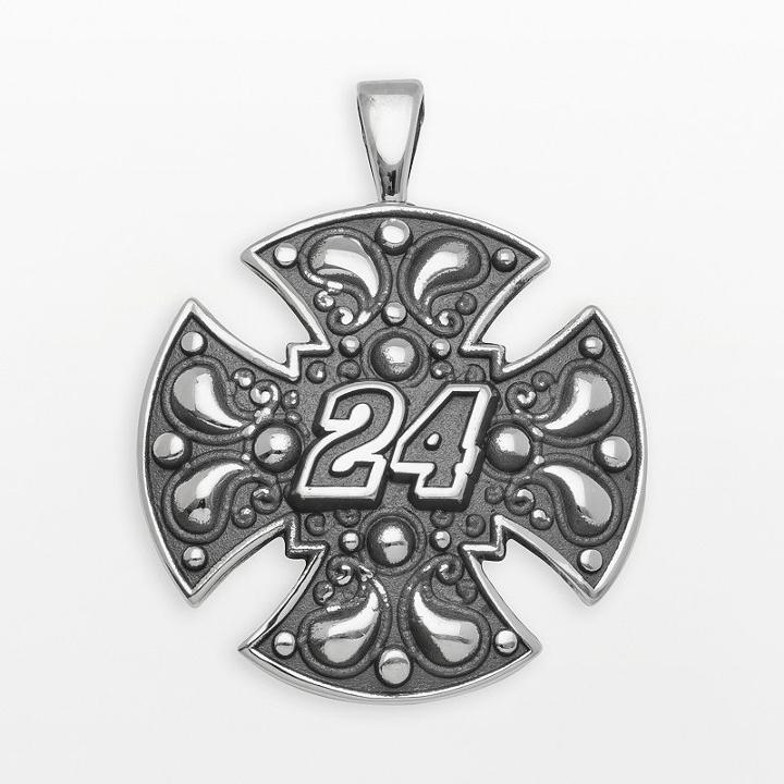 Insignia Collection Nascar Jeff Gordon Sterling Silver 24 Maltese Cross Pendant, Women's, Grey