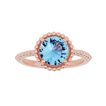 David Tutera 14k Rose Gold Over Silver Simulated Blue Topaz Ring, Women's, Size: 7