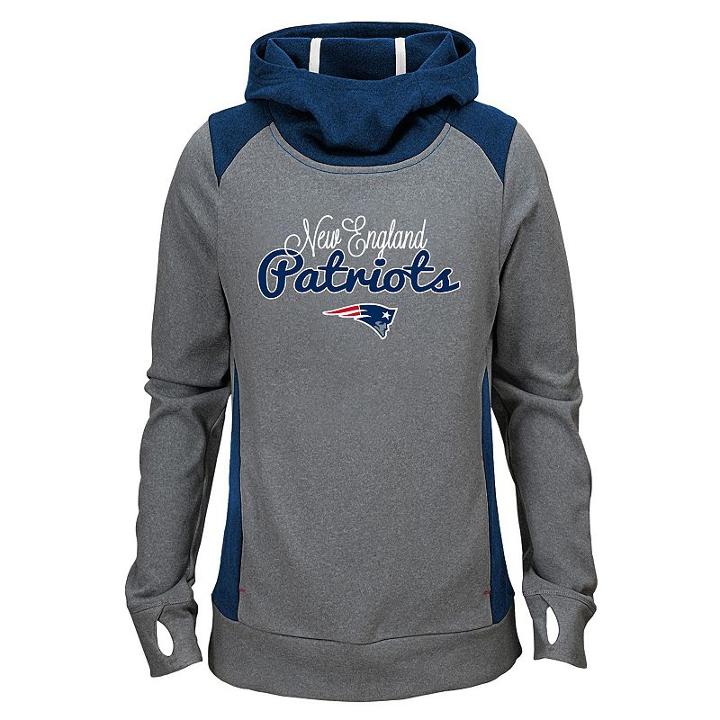 Girls 7-16 New England Patriots Ultimate Funnel Hoodie, Girl's, Size: S(7-8), Grey