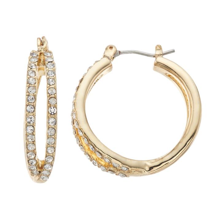 Napier Simulated Crystal Openwork Hoop Earrings, Women's, Gold