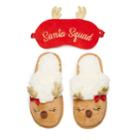 Girls 4-16 Elli By Capelli Santa Squad Reindeer Christmas Slipper & Eye Mask Set, Size: 3/4, Dark Red