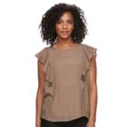 Women's Harve Benard Ruffled Top, Size: Xl, Brown Oth