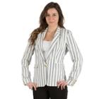 Women's Harve Bernard Striped Linen Blazer, Size: 10, Orange Oth