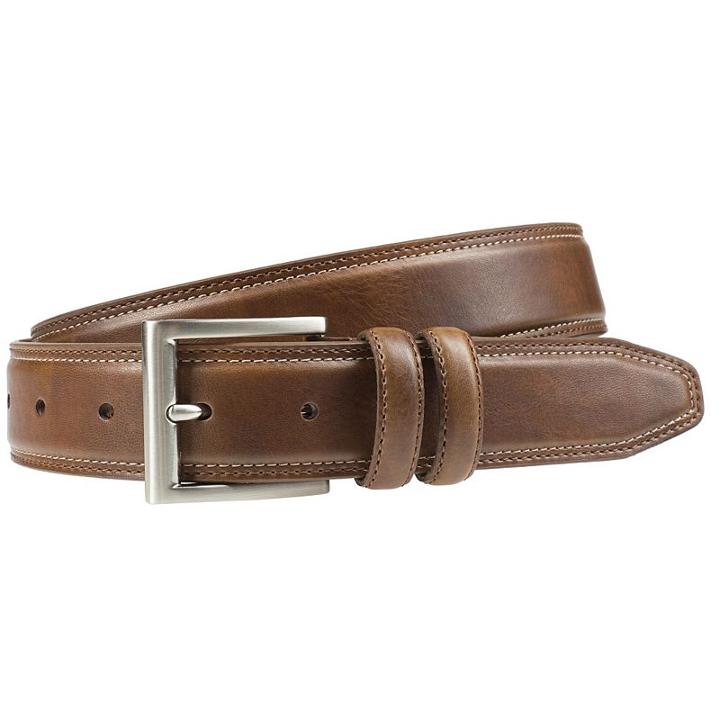Men's Lee Bevel-edge Double-stitched Belt, Size: 46, Lt Brown
