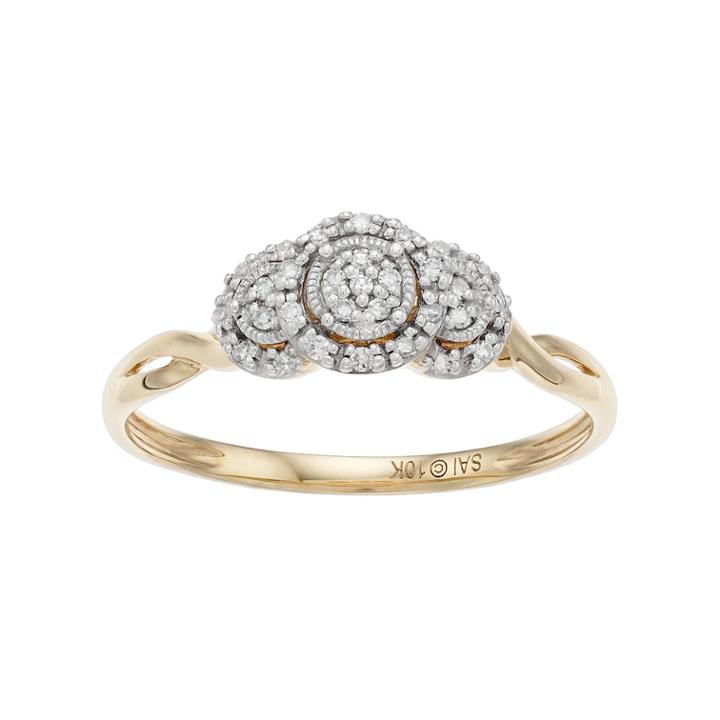 Everlasting Diamonds 10k Gold 1/10 Carat T.w. Diamond Circle Cluster Ring, Women's, Size: 6, White