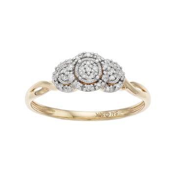 Everlasting Diamonds 10k Gold 1/10 Carat T.w. Diamond Circle Cluster Ring, Women's, Size: 6, White