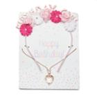Girls 4-16 Elli By Capelli Floral Birthday Girl Headband & Heart Necklace Set, Dark Pink