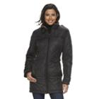 Women's Weathercast Quilted Hooded City Walker Coat, Size: Large, Black