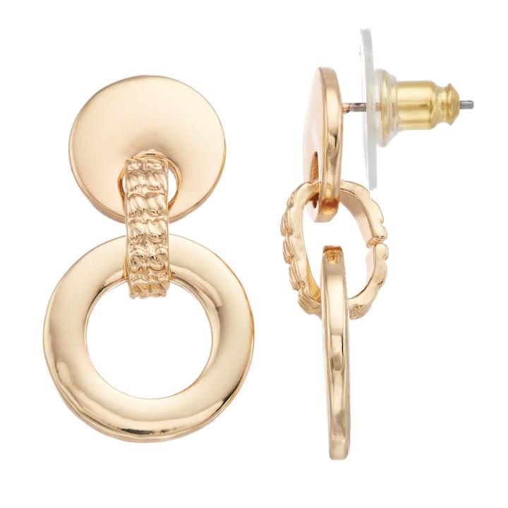 Dana Buchman Gold Tone Double Drop Earrings, Women's