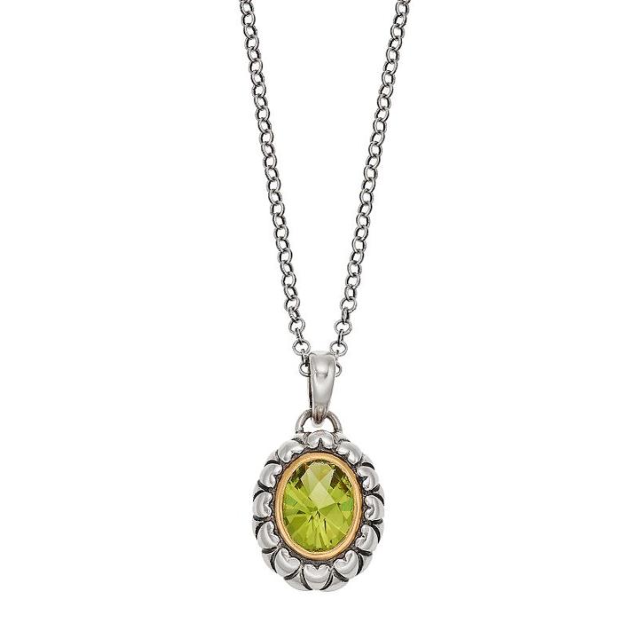 Adora Sterling Silver Simulated Peridot Oval Pendant, Women's, Size: 18, Green