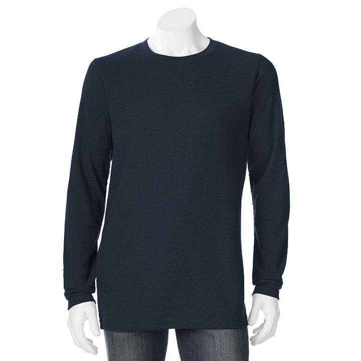 Men's Hanes Ultimate X-temp Waffle-weave Thermal Tee, Size: Medium, Dark Blue