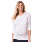 Maternity Pip & Vine By Rosie Pope Henley Tee, Women's, Size: L-mat, White