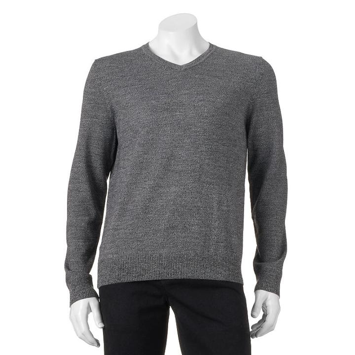 Big & Tall Apt. 9&reg; Modern-fit Merino V-neck Sweater, Men's, Size: 2xb, Med Grey