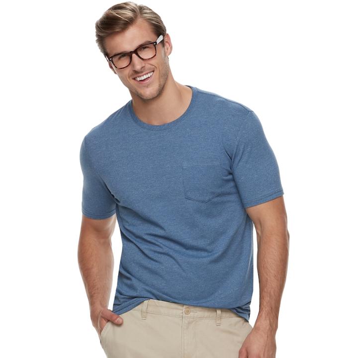 Big & Tall Sonoma Goods For Life&trade; Supersoft Stretch Pocket Crewneck Tee, Men's, Size: 3xl Tall, Blue (navy)