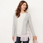 Women's Lc Lauren Conrad Mixed-media Cardigan, Size: Large, Med Grey