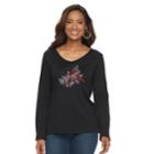 Women's Croft & Barrow&reg; Holiday V-neck Tee, Size: Xxl, Oxford