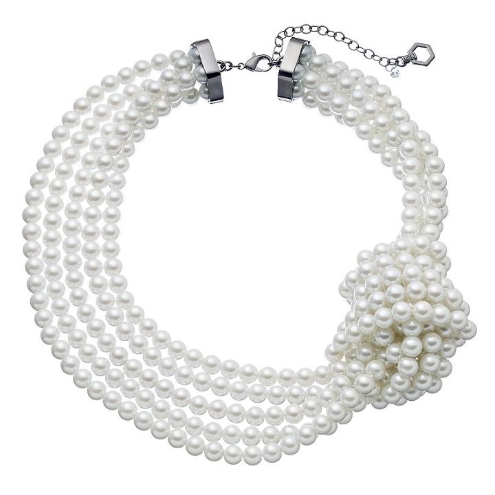 Simply Vera Vera Wang Knotted Multi Strand Simulated Pearl Necklace, Women's, White